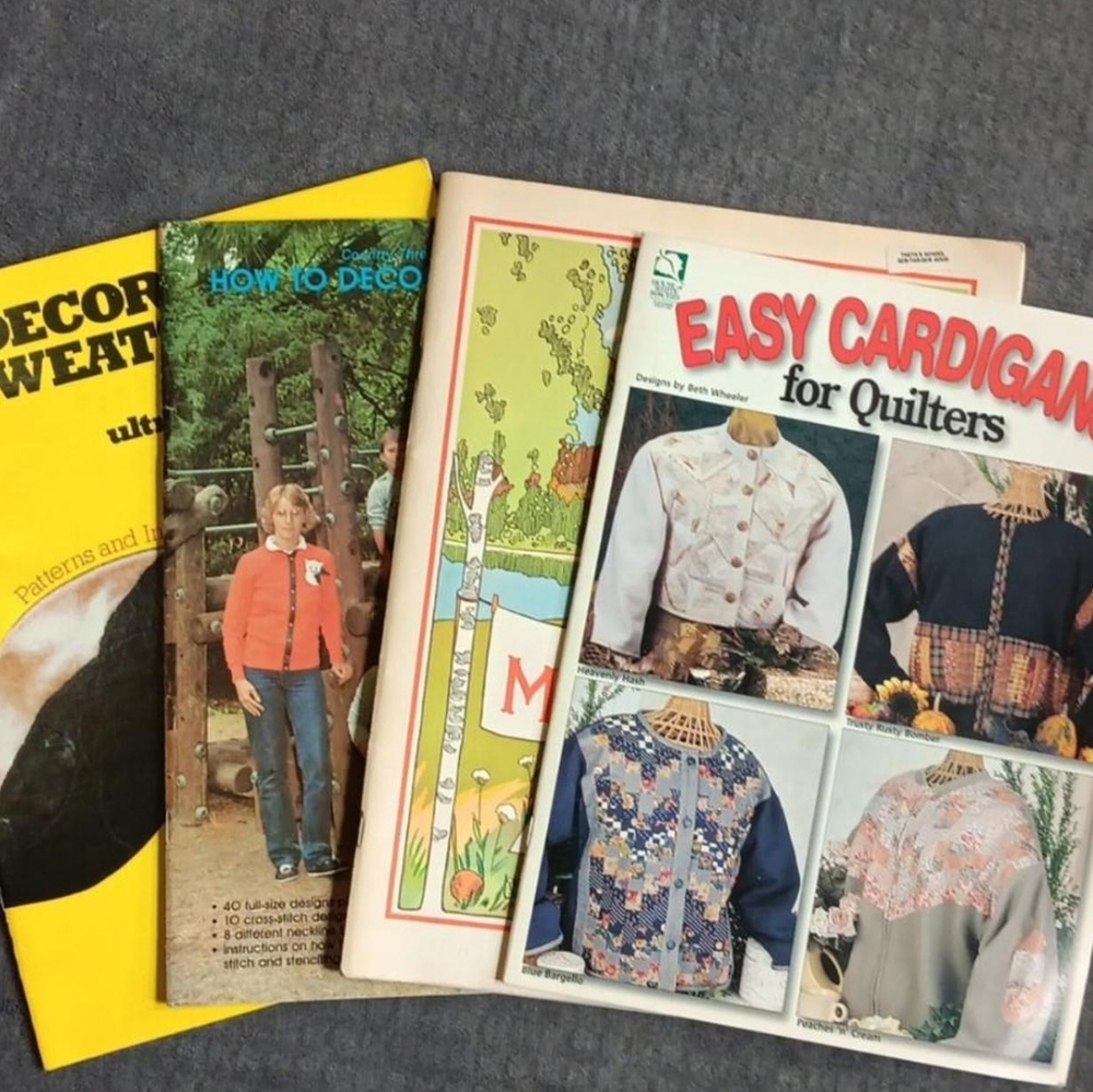 80s & 90s Sweatshirt & Cardigan Craft Books Set Of 4, Sewing DIY Retro Projects